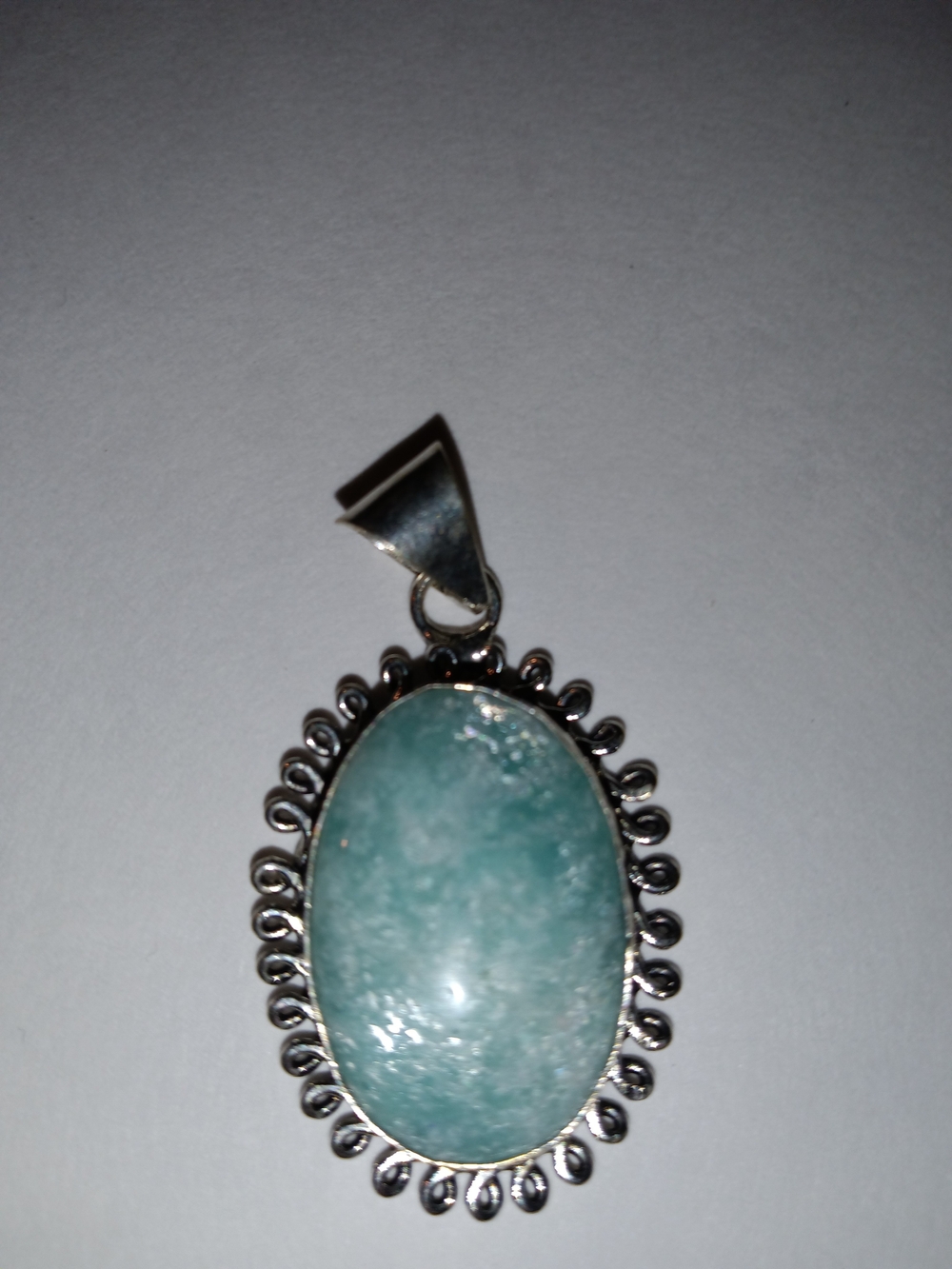Pendant Necklace with Aqua Green Flash Stone
